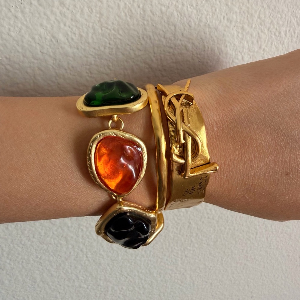 ✨Yves Saint Laurent YSL Cuff Bracelet Gold Tone✨ - Picture 12 of 14